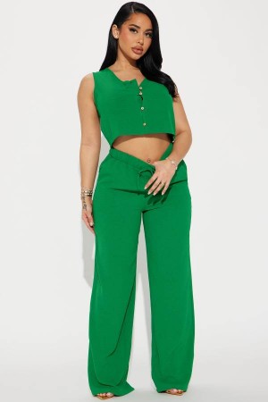 Green Fashion Nova Good Memory Pant Set Women Pants USA | 162504LJD