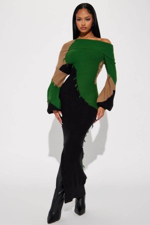 Green Fashion Nova Ivy Sweater Maxi Women Dress USA | 173028XDT