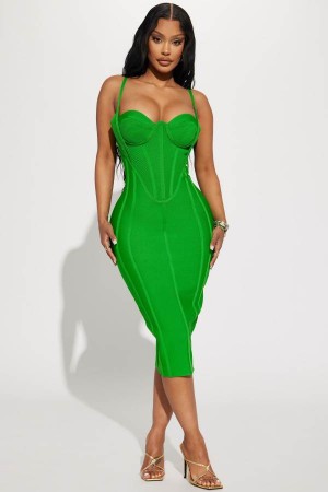 Green Fashion Nova Kash Me In VIP Bandage Women Dress USA | 014768NFI