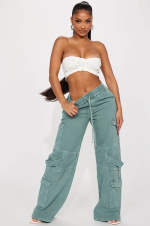 Green Fashion Nova Know What To Do Non Stretch Cargo Women Jeans USA | 462590WRL