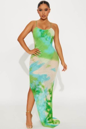 Green Fashion Nova Making A Splash Maxi Women Dress USA | 830256WCQ