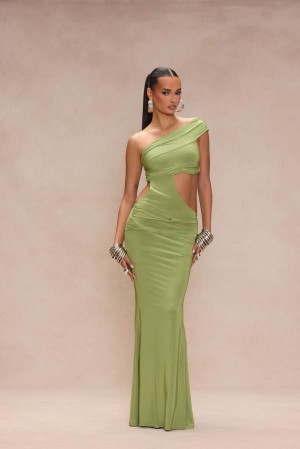 Green Fashion Nova Naya Cut Out Maxi Women Dress USA | 041859YXT