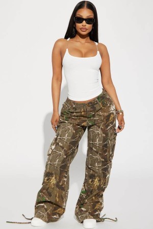 Green Fashion Nova On The Hunt Camo Cargo Women Pants USA | 076142RSM