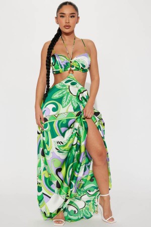 Green Fashion Nova Samantha Maxi Women Dress USA | 643078CSM