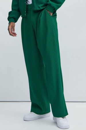 Green Fashion Nova Show Up Pleated Loose Men Pants USA | 872516XMD