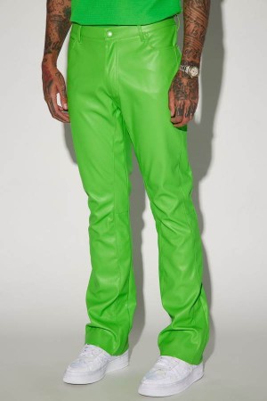 Green Fashion Nova Upscale Faux Leather Flare Men Pants USA | 019364KRH