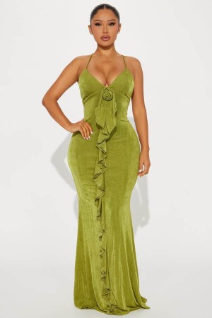 Green Yellow Fashion Nova Mariella Rose Maxi Women Dress USA | 048125LZM