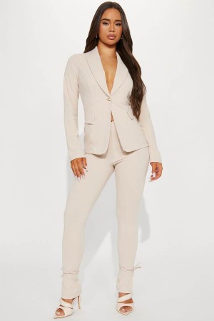 Grey Brown Fashion Nova Head Of The Table Suit Women Pants USA | 548167FDO