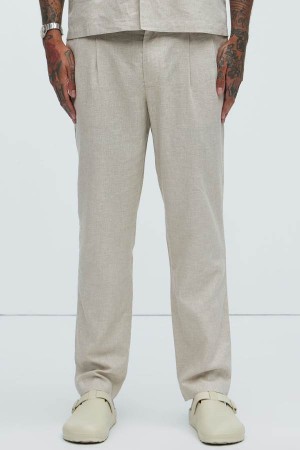 Grey Fashion Nova Bahamas Pleated Linen Men Pants USA | 312870HFA