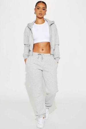 Grey Fashion Nova Brianna Jogger Pant Set Women Pants USA | 140295JSD