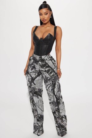 Grey Fashion Nova Had You Fooled Tree Camo Women Pants USA | 758631NGA