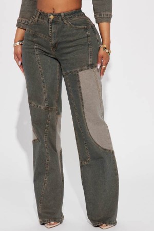 Grey Fashion Nova In Reverse Stretch Straight Leg Women Jeans USA | 531467STX