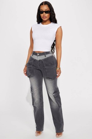 Grey Fashion Nova Isabella Stretch Cargo Women Jeans USA | 726150YRM