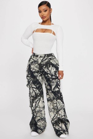 Grey Fashion Nova Kaitlyn Camo Cargo Women Pants USA | 286419QRK