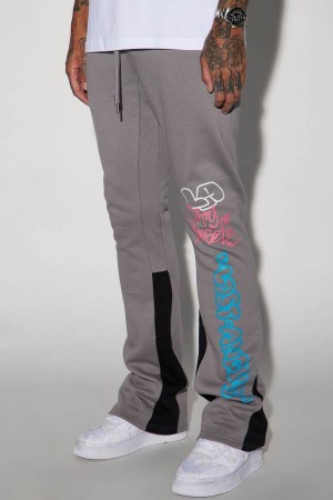 Grey Fashion Nova Lost Angels Flared Men Sweatpants USA | 927031OEJ