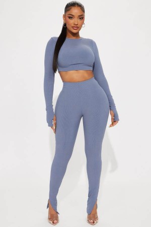 Grey Fashion Nova Pia Snatched Pant Set Women Pants USA | 340681IUF