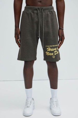 Grey Fashion Nova Read On Men Sweatshorts USA | 107425MPB