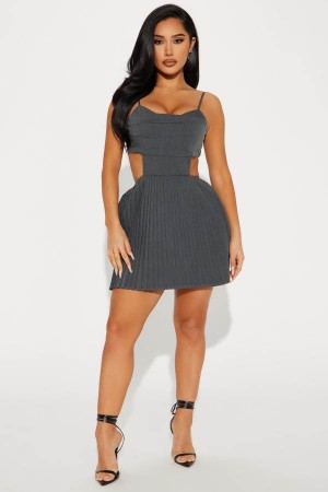 Grey Fashion Nova Serena Twill Mini Women Dress USA | 637281HPY