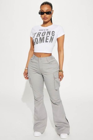 Grey Fashion Nova She's a Keeper Cargo Women Pants USA | 571293JNY