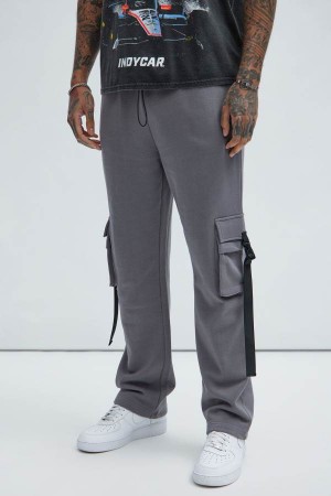 Grey Fashion Nova Tyson Buckle Straight Men Sweatpants USA | 769158AJB