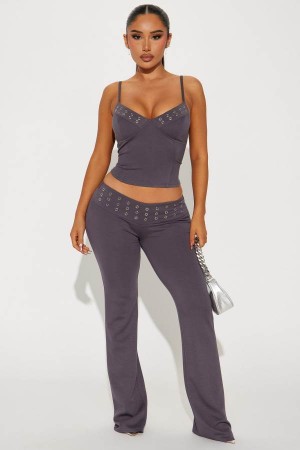 Grey Fashion Nova Wait For Me Pant Set Women Pants USA | 968543GET