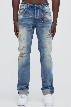 Indigo Fashion Nova On These Streets Straight Men Jeans USA | 124608APR