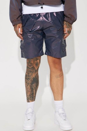 Iridescent Fashion Nova On The Road Nylon Cargo Men Shorts USA | 157036GRW