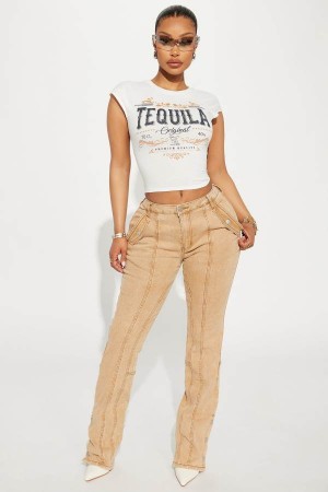 Khaki Fashion Nova Chasin' You Mineral Wash Women Pants USA | 703481APG