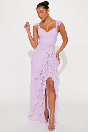 Lavender Fashion Nova Claire Chiffon Maxi Women Dress USA | 791256SKW