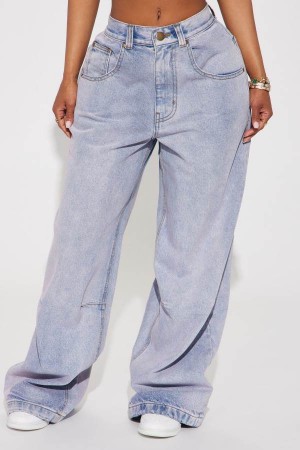 Lavender Fashion Nova Kennie Tinted Baggy Women Jeans USA | 782360WRB