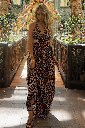 Leopard Fashion Nova Leopard Fever Maxi Women Dress USA | 467913WBK