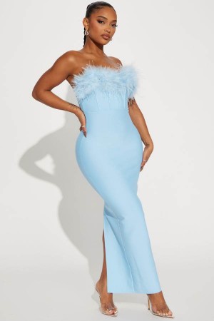 Light Blue Fashion Nova Bridget Bandage Maxi Women Dress USA | 194328ZTD