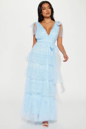 Light Blue Fashion Nova Nya Tulle Maxi Women Dress USA | 314960SDV