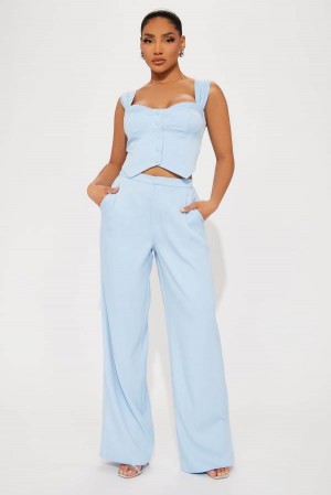 Light Blue Fashion Nova Peyton Pant Set Women Pants USA | 583762ZTM