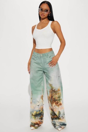 Light Blue Fashion Nova Serene Scene Wide Leg Women Jeans USA | 570968WYN