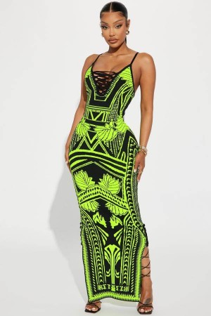 Light Green Fashion Nova Bad Gal Bandage Maxi Women Dress USA | 823615YJH