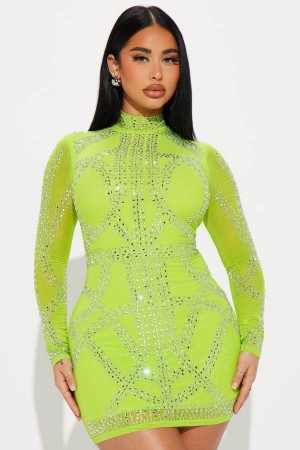 Light Green Fashion Nova Brittney Embellished Mini Women Dress USA | 102954ZNC