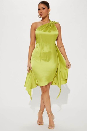 Light Green Fashion Nova Mykonos Life Satin Mini Women Dress USA | 206514AWZ