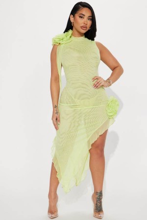 Light Green Fashion Nova Romance Mesh Maxi Women Dress USA | 825406APH