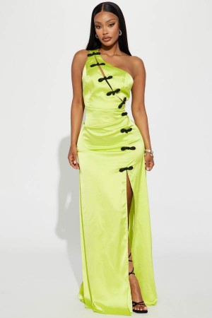 Light Green Fashion Nova Take A Bow Satin Maxi Women Dress USA | 258703EPT