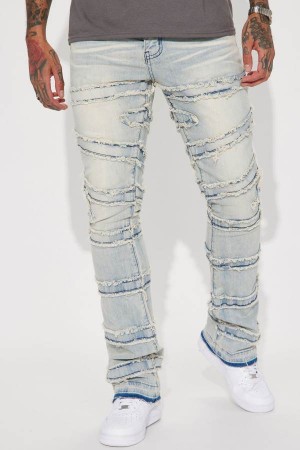 Light Wash Fashion Nova About Fray Stacked Skinny Flare Men Jeans USA | 429367XJZ