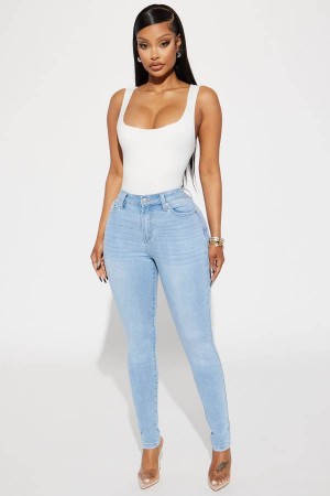 Light Wash Fashion Nova All The Right Places Sculpting Stretch Skinny Women Jeans USA | 125469FXT