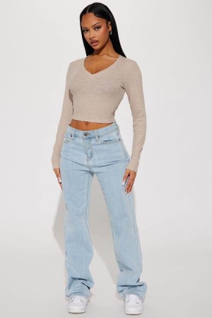 Light Wash Fashion Nova Be Authentic Slouchy Stretch Straight Leg Women Jeans USA | 859231CHF