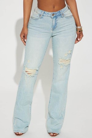 Light Wash Fashion Nova Bullseye Tinted Bootcut Women Jeans USA | 203594KBF