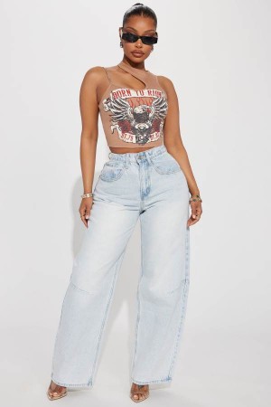 Light Wash Fashion Nova Exceeding Expectations Wide Leg Women Jeans USA | 794526GVS