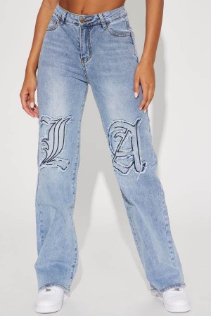 Light Wash Fashion Nova LA Baby Baggy Women Jeans USA | 389506ZPS