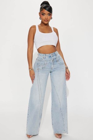 Light Wash Fashion Nova Lost Your Chance Straight Leg Women Jeans USA | 426790GCS