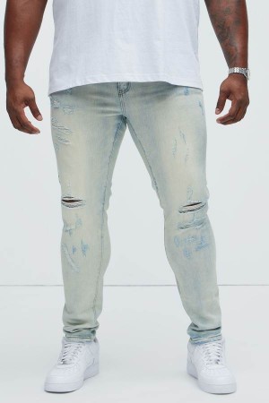 Light Wash Fashion Nova On To The Next Ripped Skinny Men Jeans USA | 891340DMR