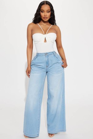 Light Wash Fashion Nova Quite The Reputation Trouser Women Jeans USA | 405127QOT