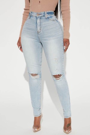 Light Wash Fashion Nova Turn' Heads Booty Lifting Skinny Women Jeans USA | 235649RTY